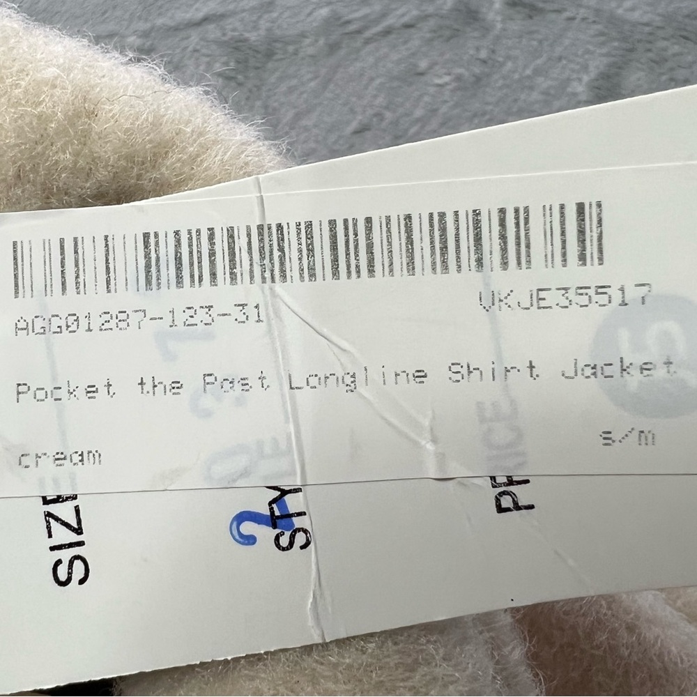 NWOT J5 Fashion Pocket The Past Longline Shirt Jacket CREAM Size S/M - Picture 12 of 14
